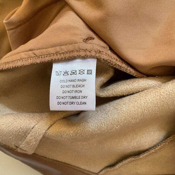 Meshki Tan/Camel Faux Leather High Waist Pants, Size XS - Picture 10 of 11